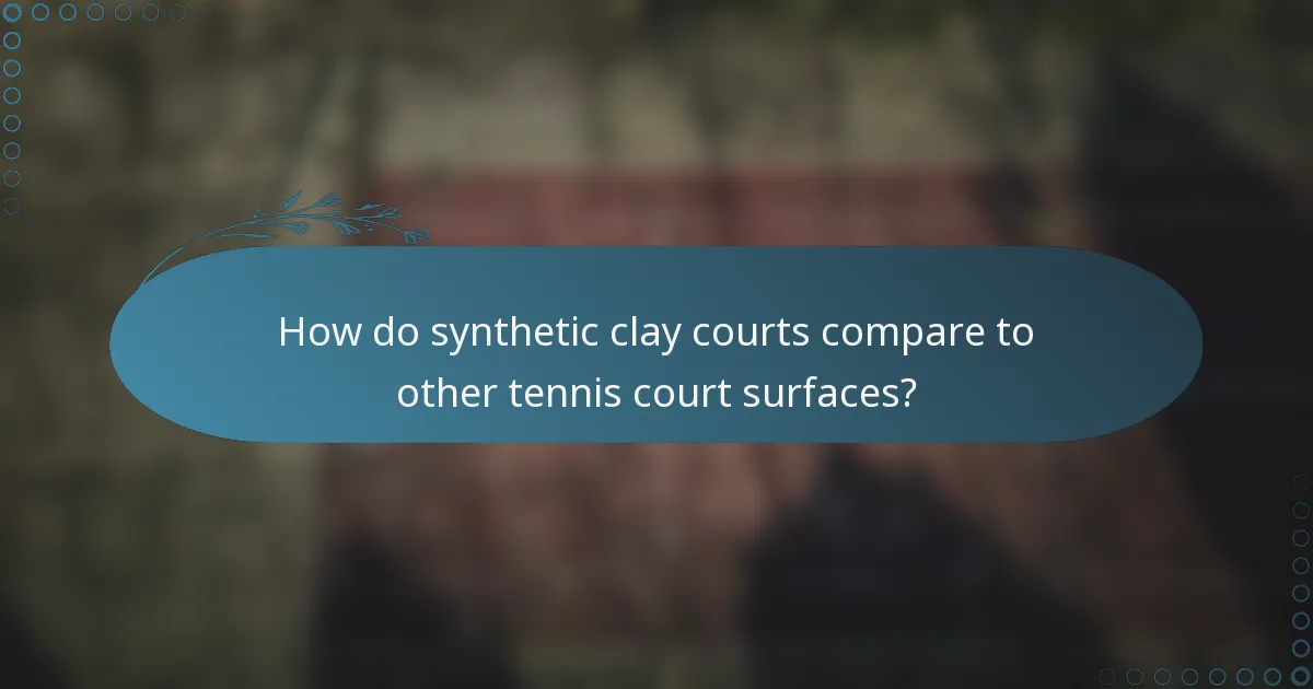 How do synthetic clay courts compare to other tennis court surfaces?